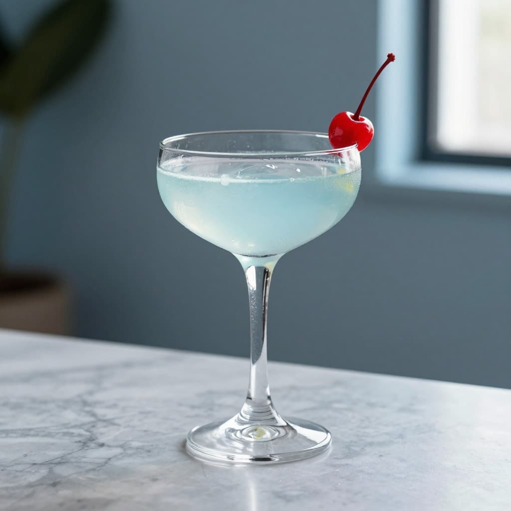 An Aviation cocktail in a cocktail glass