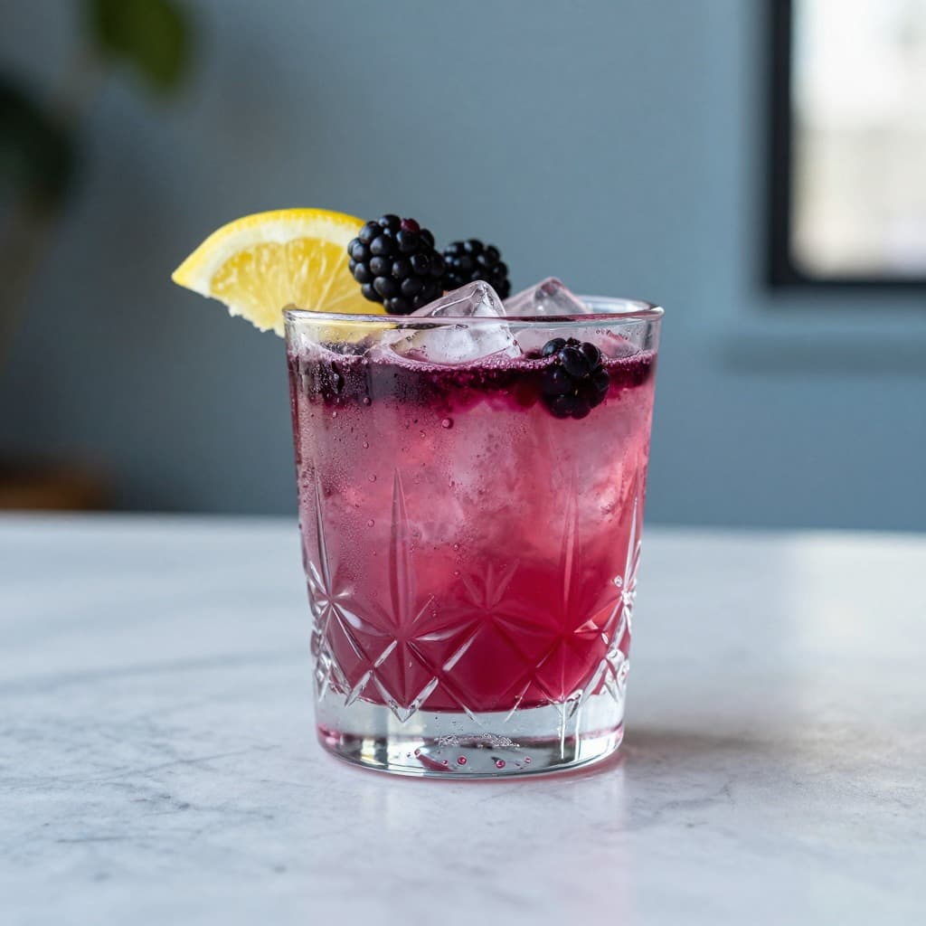 A Bramble cocktail in an old fashioned glass
