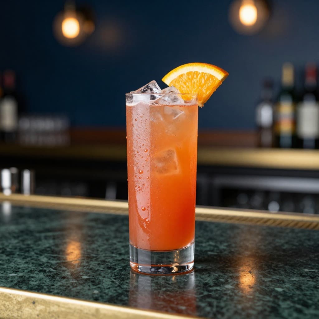 A Garibaldi cocktail in a highball glass
