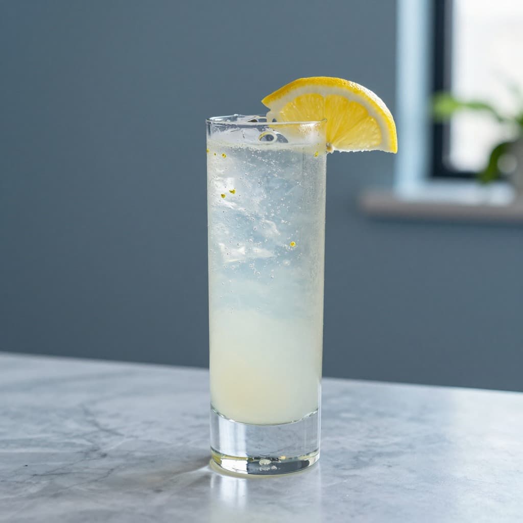 A Gin Fizz cocktail in a highball glass