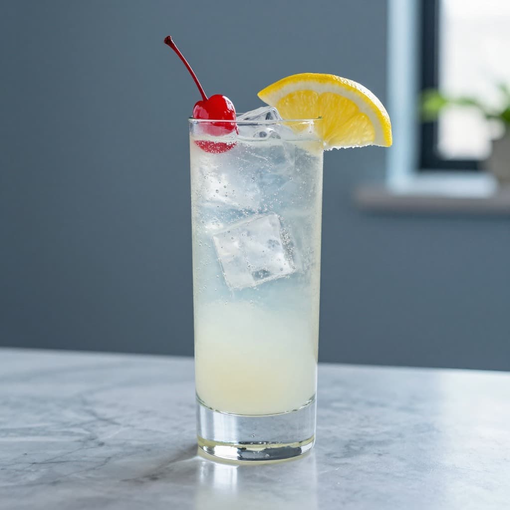 A John Collins cocktail in a highball glass