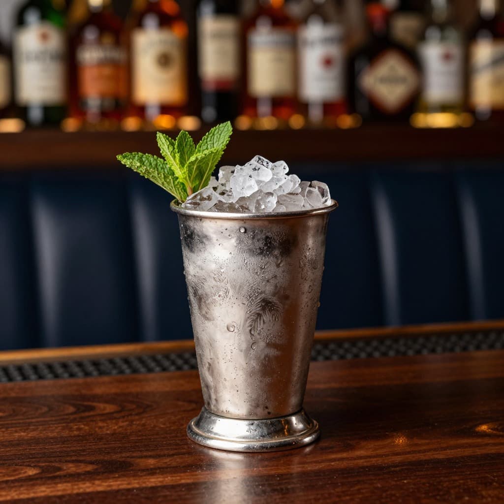 A Mint Julep cocktail in a julep cup