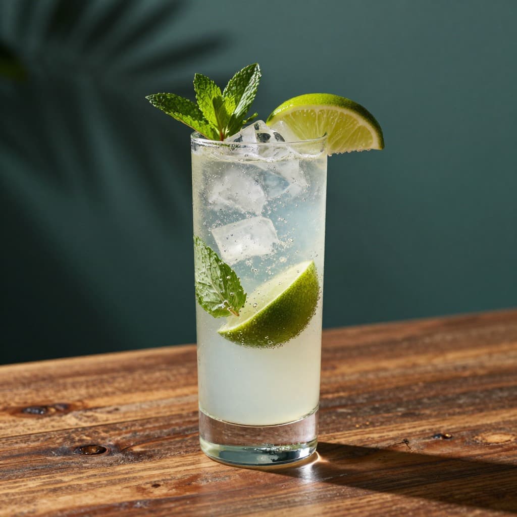 A Mojito cocktail in a highball glass