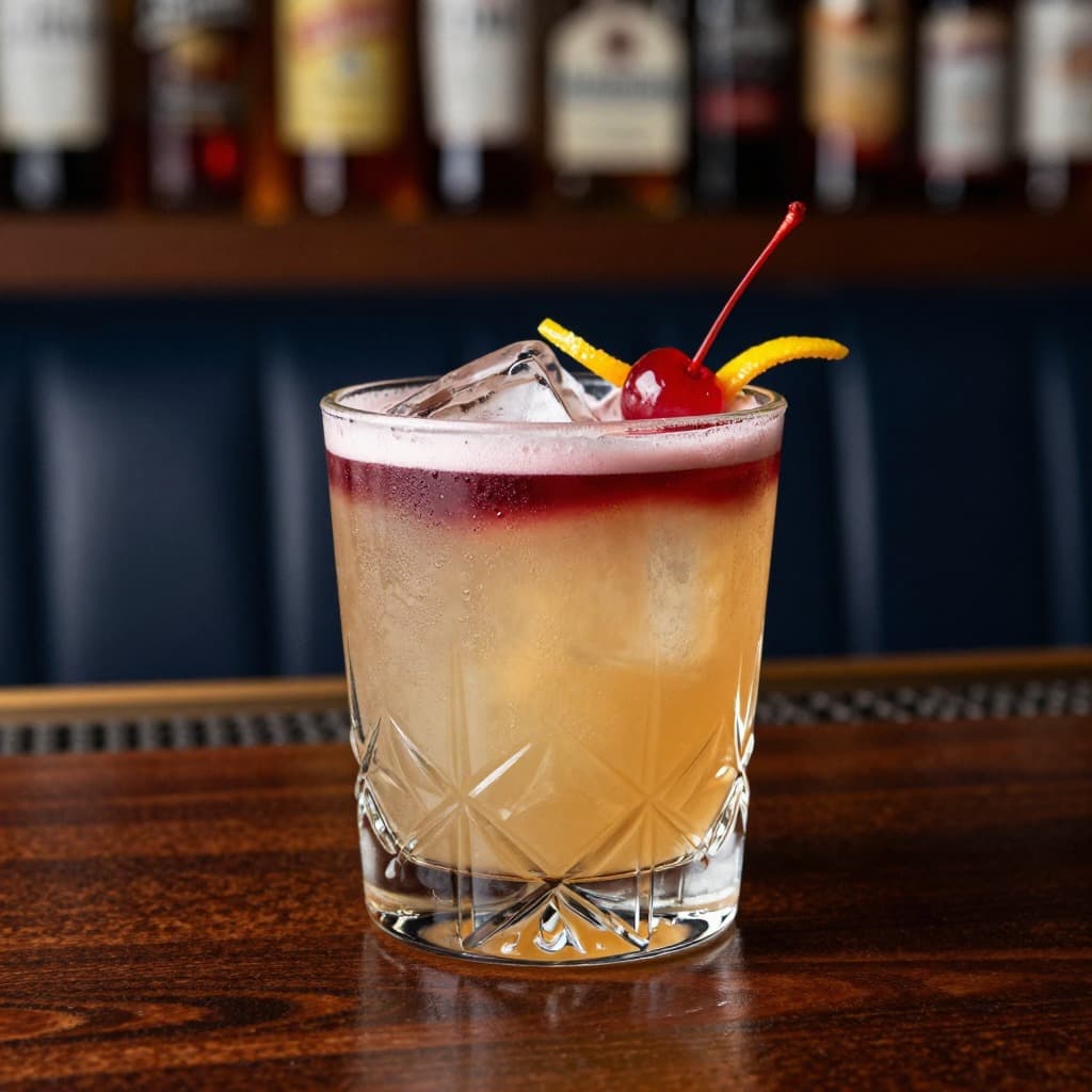 A New York Sour cocktail in an old fashioned glass