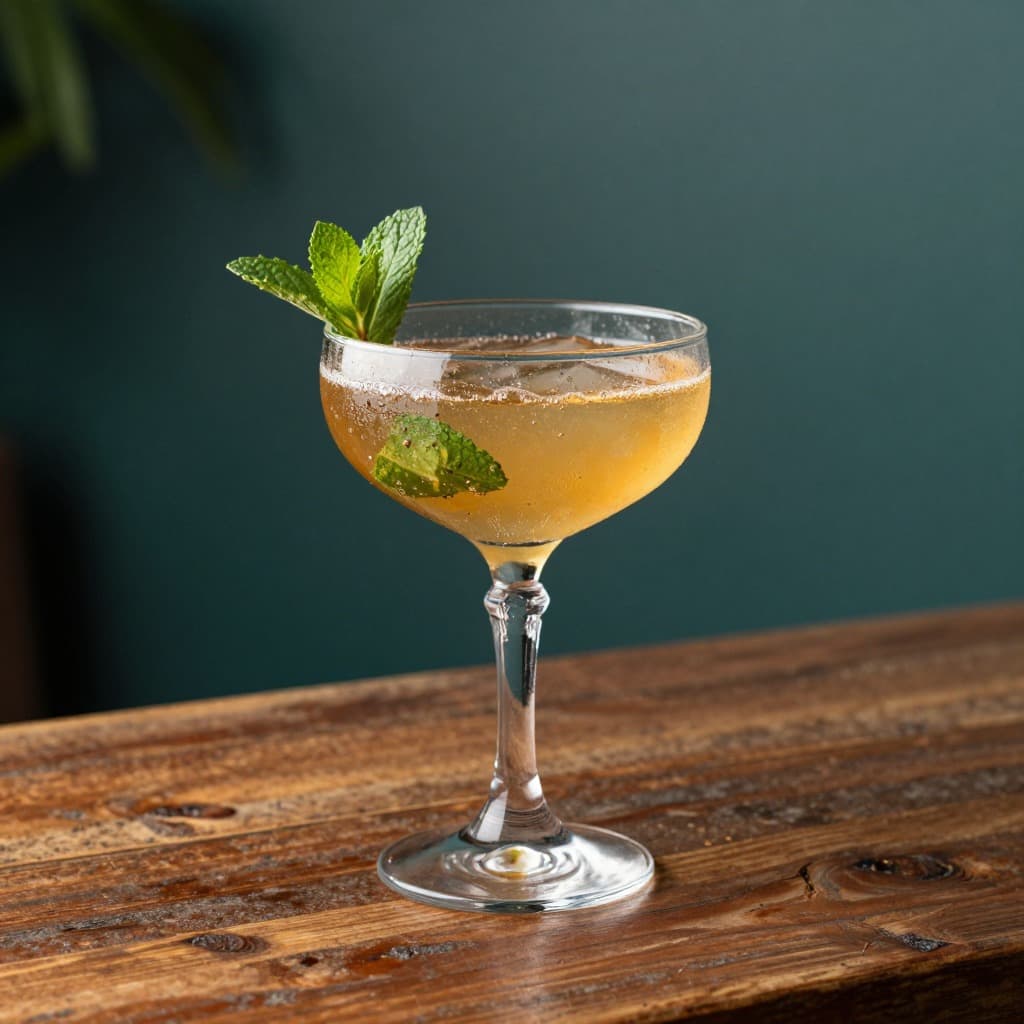 An Old Cuban cocktail in a cocktail glass