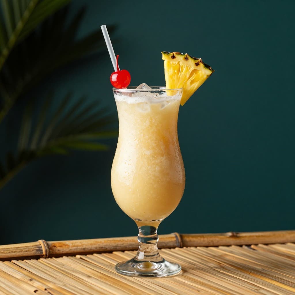 A Pina Colada cocktail in a hurricane glass