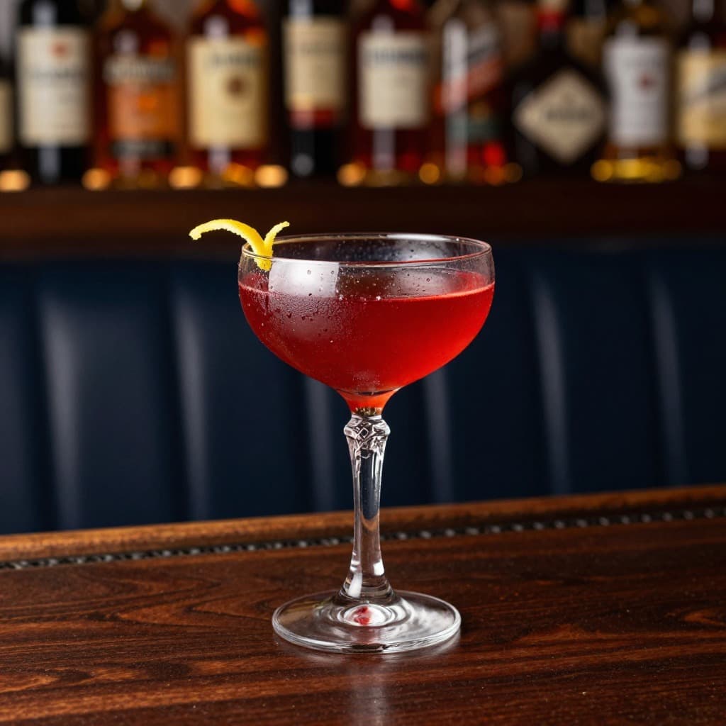 A Remember the Maine cocktail in a cocktail glass