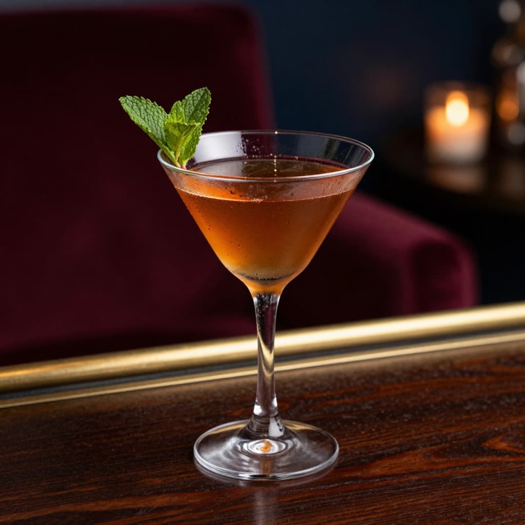 A Stinger cocktail in a martini glass