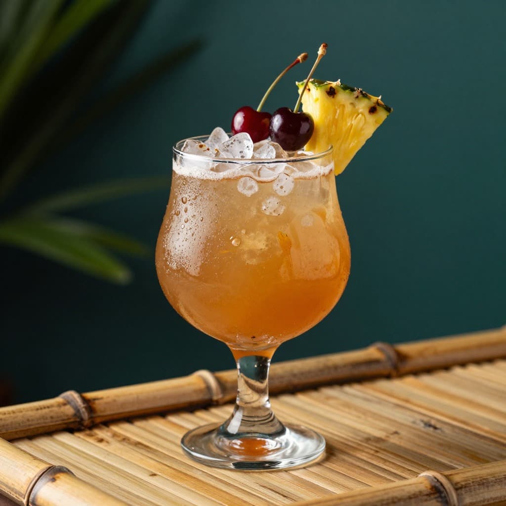 A Three Dots and a Dash cocktail in a goblet